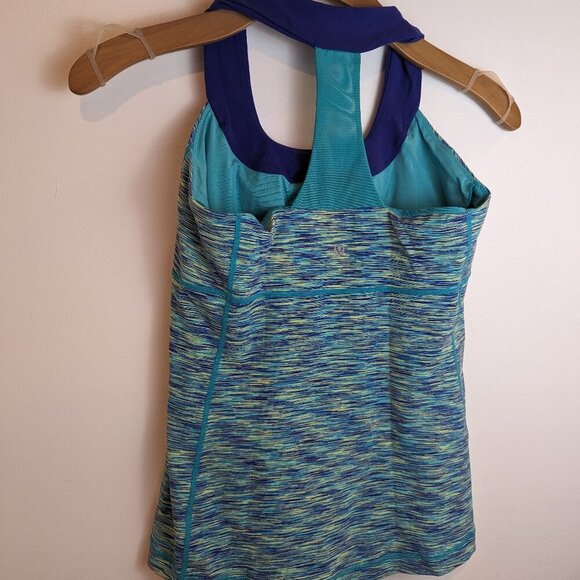 Lululemon Scoop Neck Tank in Space Dye Blue, Sz 10 - Picture 2 of 7
